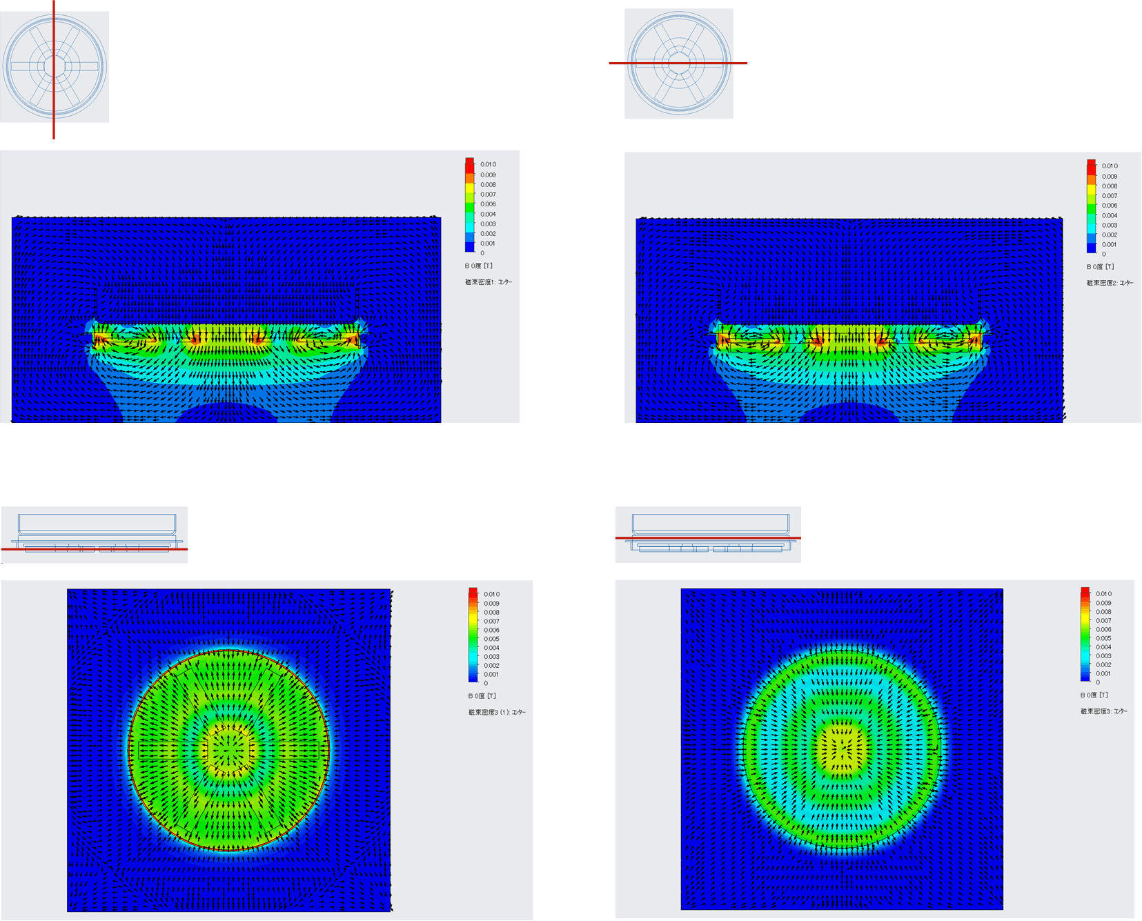 画像：IHクッキングヒーターの熱・電磁界連成解析　磁束密度