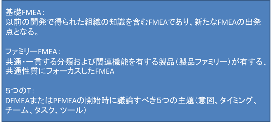 基礎FMEA
ファミリーFMEA
5つのT