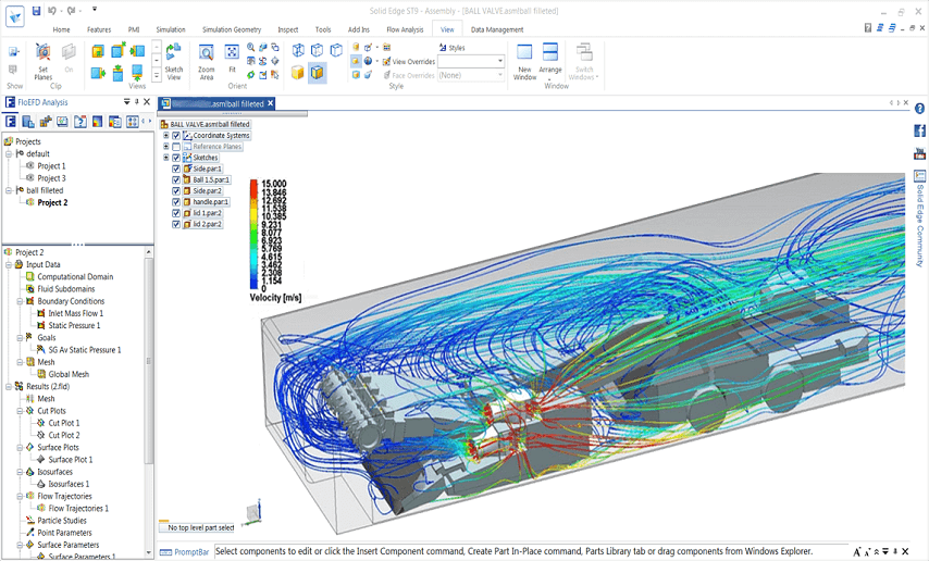 Simcenter FLOEFD for SolidEdge　SolidEdgeに完全統合された熱流体解析ソフト　画面